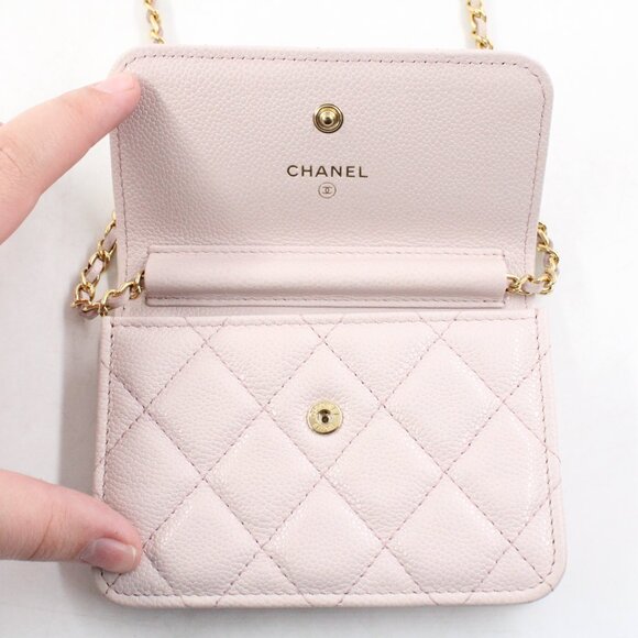 NEW CHANEL Miss Coco Mini Quilted Leather Clutch with Chain Strap in Caviar - Picture 7 of 14